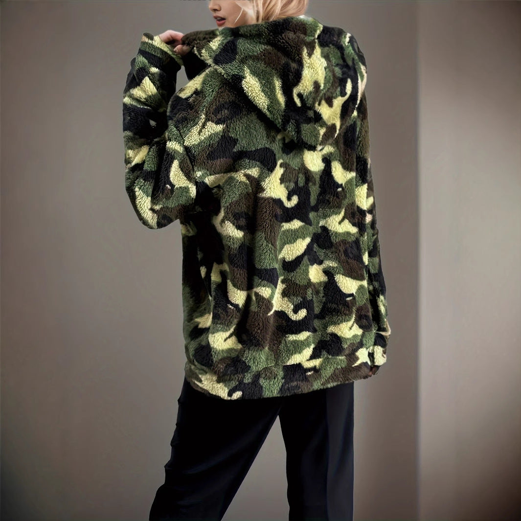 Explore the Outdoors in Style: Women's Camouflage Hooded Jacket